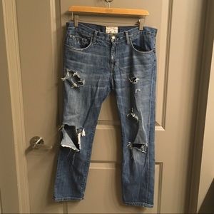 Current/Elliott Ripped Boyfriend Jean Cropped
